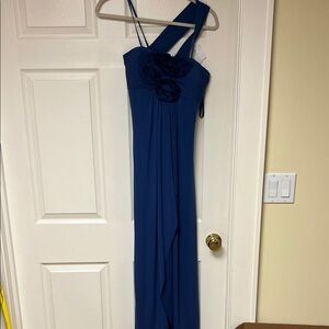 Max & Cleo Blue One-Shoulder Dress